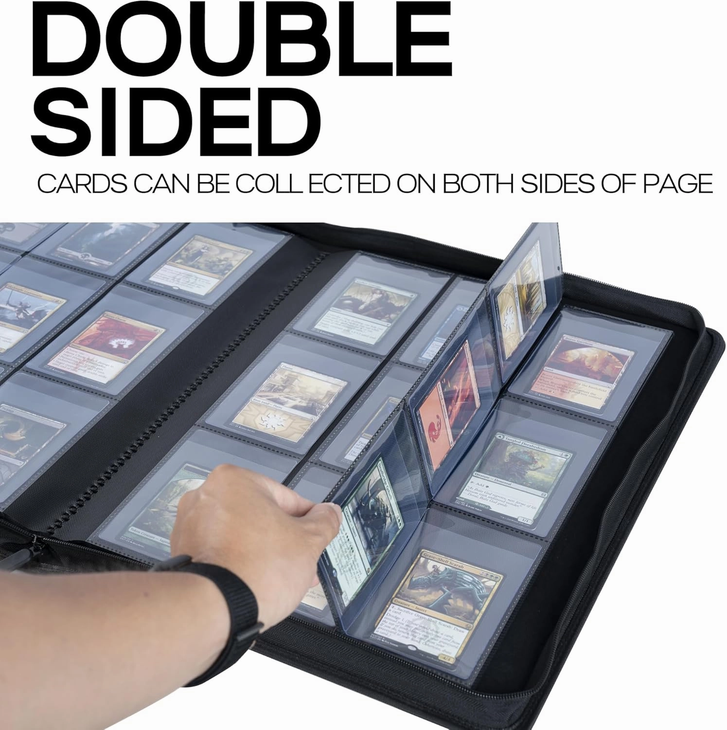 D DACCKIT Semi Rigid Card Holder Binder - Holds 360 Semi Rigid Card Holders, 9 Pocket Trading Card Album fit for 3-5/16" x 4-7/8" Semi Rigid Card Holders for Trading Cards or Sports Cards - White