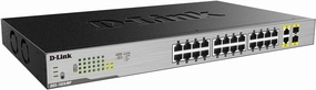 D-Link Ethernet Switch, 26 Port PoE Gigabit Unmanaged Rack-Mount Networking 24 x PoE (370 Watt), 2 x Gigabit Combo Ports (DGS-1026MP)