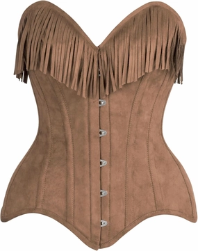 Daisy corsets Womens Womens Tan Suede Steel Boned Corset Bustier Top Western & Plus Size