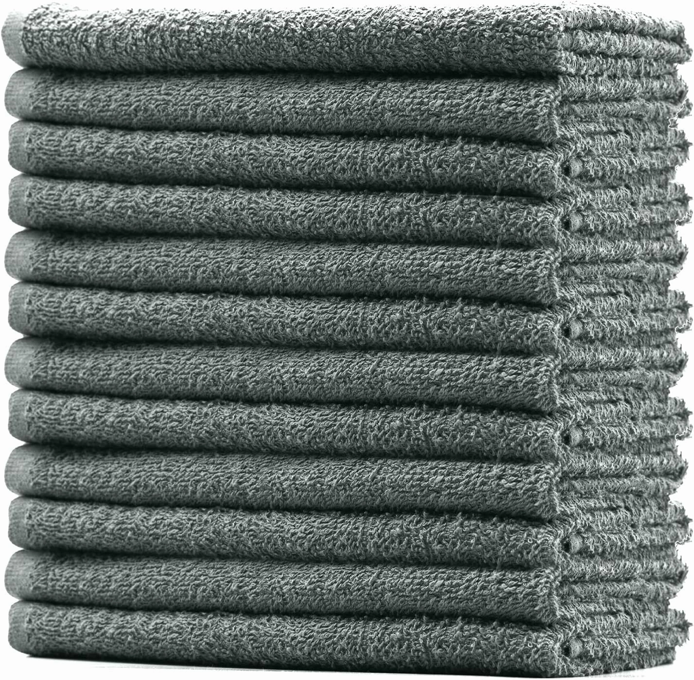 DAN RIVER 100% Cotton Bar Mop Kitchen Towels, 16x19 inches, Pack of 12, 350 GSM, Gray – Highly Absorbent Dish Towels, Quick-Dry, Reusable Mops for Kitchen, Home, Restaurants and Offices
