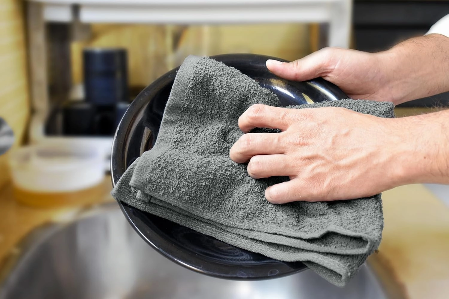 DAN RIVER 100% Cotton Bar Mop Kitchen Towels, 16x19 inches, Pack of 12, 350 GSM, Gray – Highly Absorbent Dish Towels, Quick-Dry, Reusable Mops for Kitchen, Home, Restaurants and Offices