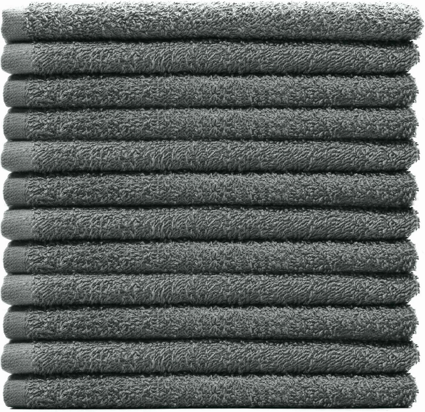 DAN RIVER 100% Cotton Bar Mop Kitchen Towels, 16x19 inches, Pack of 12, 350 GSM, Gray – Highly Absorbent Dish Towels, Quick-Dry, Reusable Mops for Kitchen, Home, Restaurants and Offices