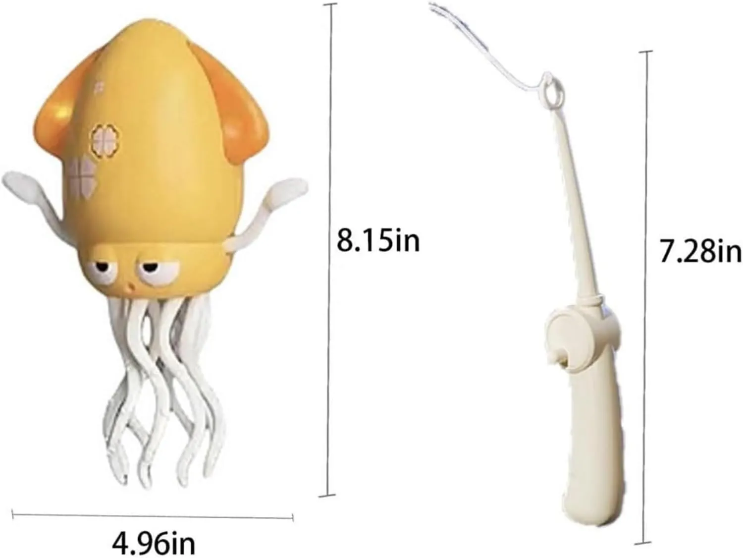 Dancing Octopus Toy, Wiggly Wonder Octopus, Crazy 8-Leg Auto-Dance Toy, with led & Music, Smart-Tentacle Self-Navigating Robotic, Smart Auto-Wiggling, Motor Skill Development (Yellow   Fishing Rod)