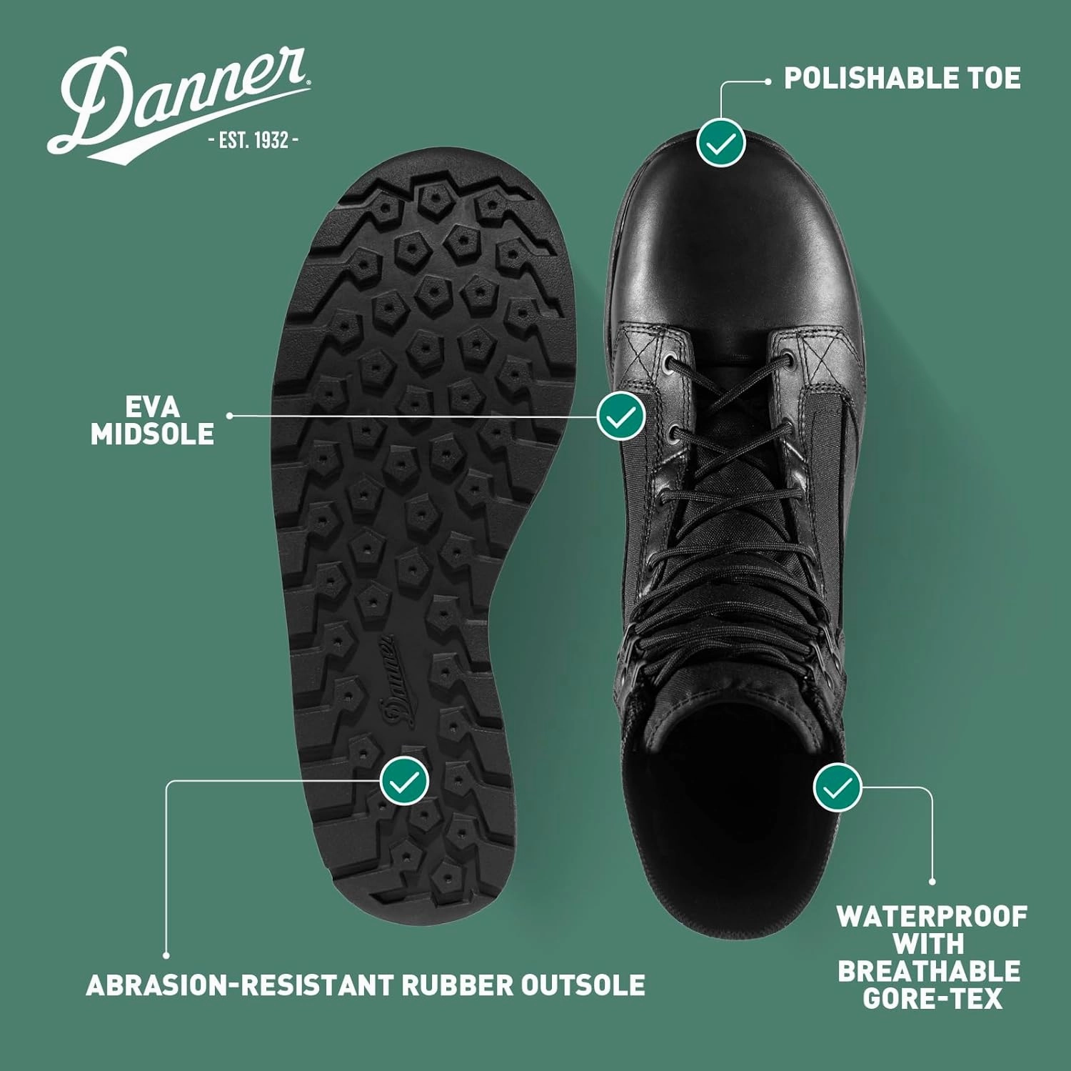 Danner Tachyon Gore-Tex 8" Tactical Boots for Men - Waterproof Full-Grain Leather & 500D Nylon with Speed Lace, Comfort Footbed, and Non Slip Traction Outsole