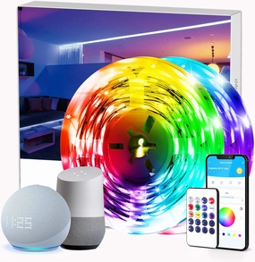 DAYBETTER Smart WiFi Led Lights 100ft - Led Strip Lights Work with Alexa and Google Assistant RGB Strip Lighting Music Sync Color Changing with App Voice Remote Control for Room Bedroom Decor 50ft*2