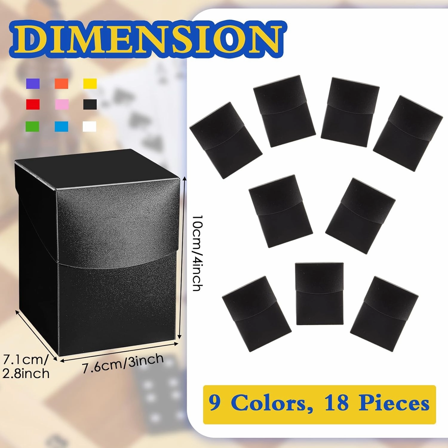 Deekin 18 Packs Deck Cards Box Trading Card Storage Box Case Carrying Case for Family Party Games Supplies(Black,4 x 2.8 x 2 Inch)