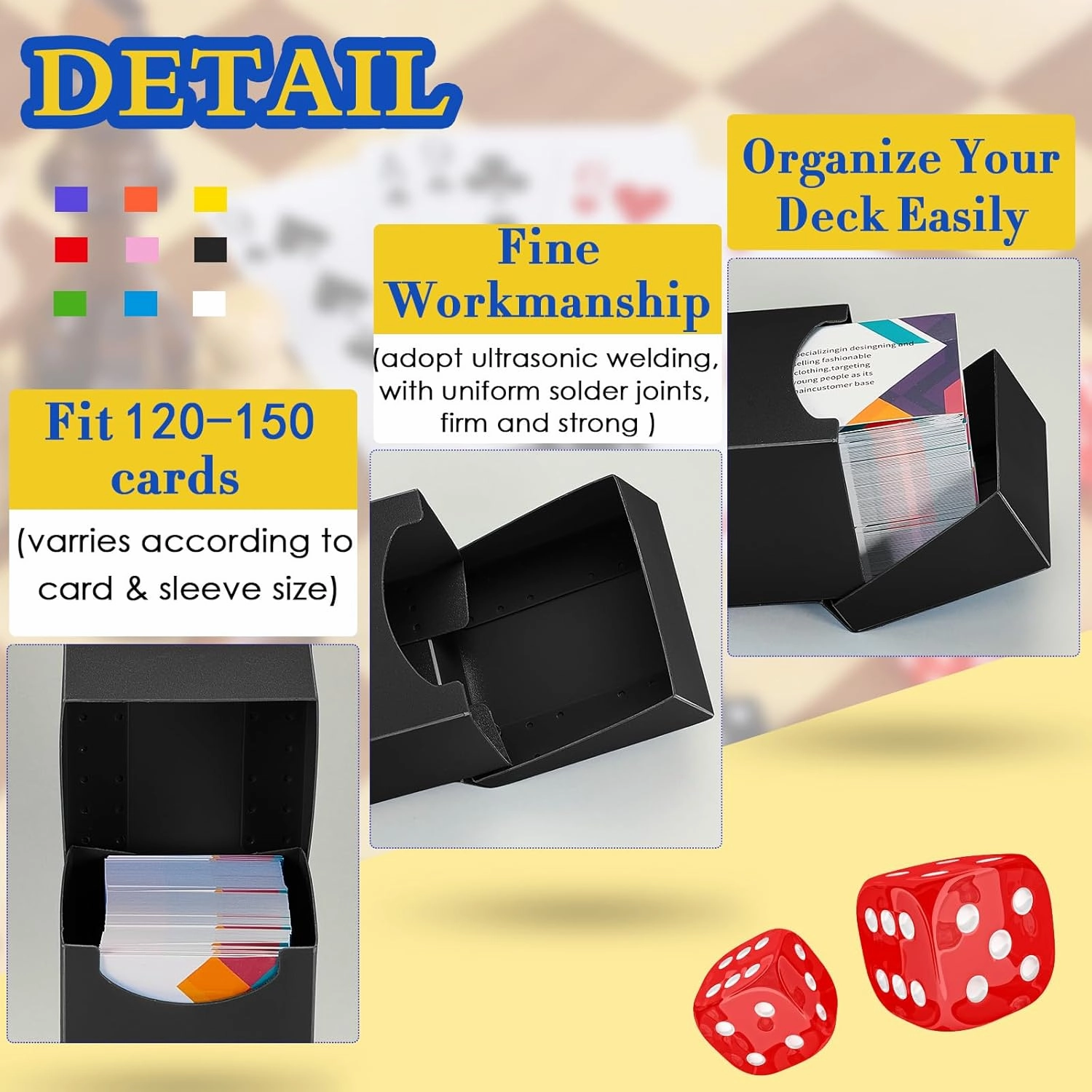 Deekin 18 Packs Deck Cards Box Trading Card Storage Box Case Carrying Case for Family Party Games Supplies(Black,4 x 2.8 x 2 Inch)