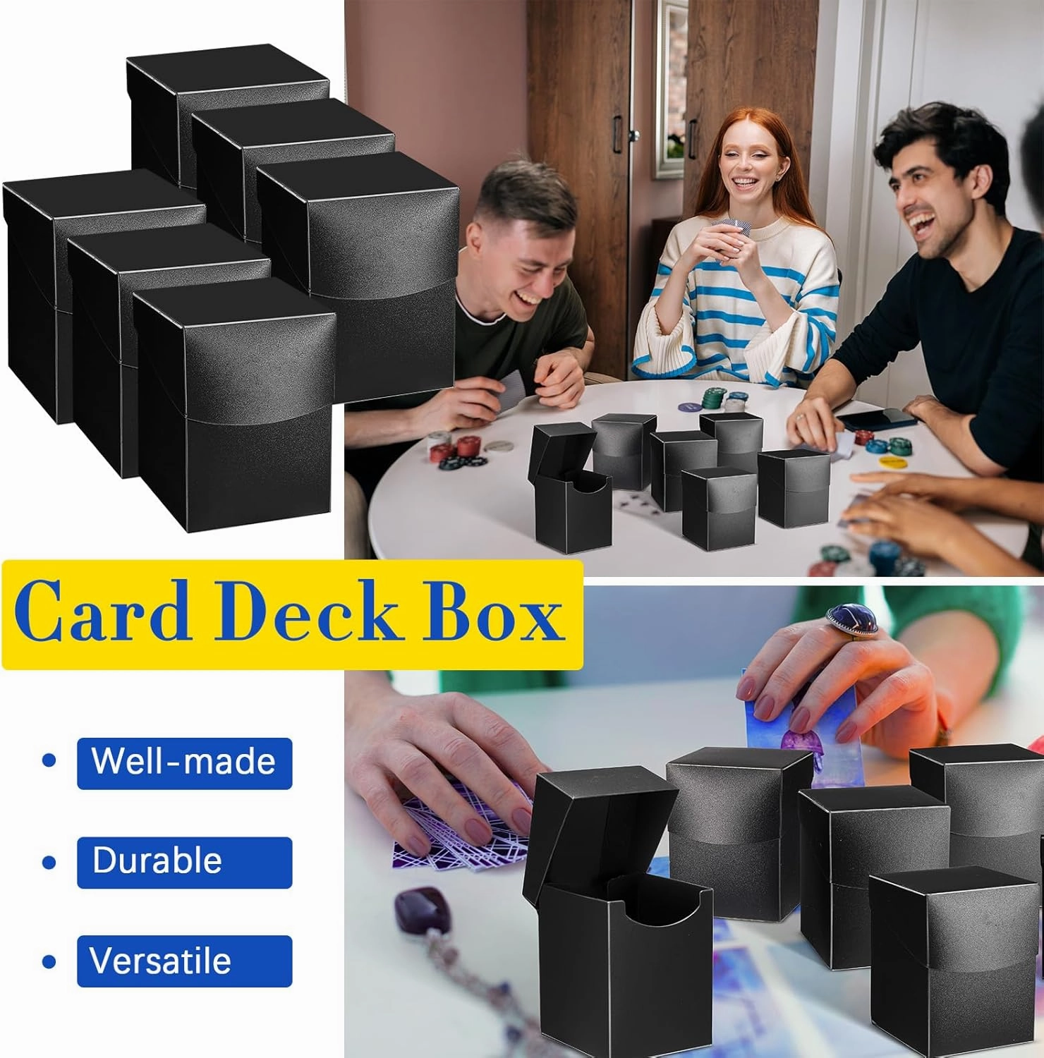 Deekin 18 Packs Deck Cards Box Trading Card Storage Box Case Carrying Case for Family Party Games Supplies(Black,4 x 2.8 x 2 Inch)