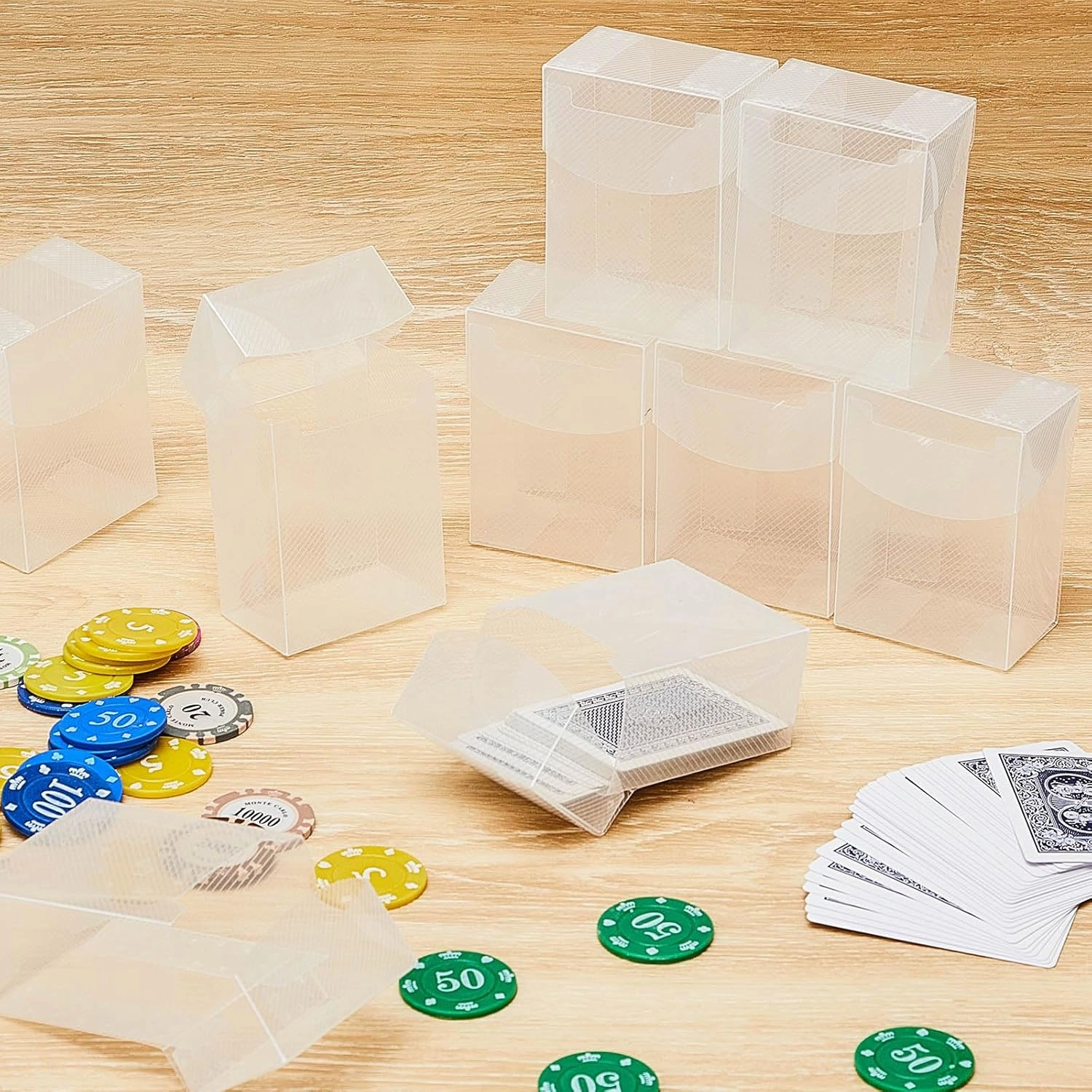 Deekin 18 Packs Deck Cards Box Trading Card Storage Box Case Carrying Case for Family Party Games Supplies(Clear,4 x 2.8 x 2 Inch)