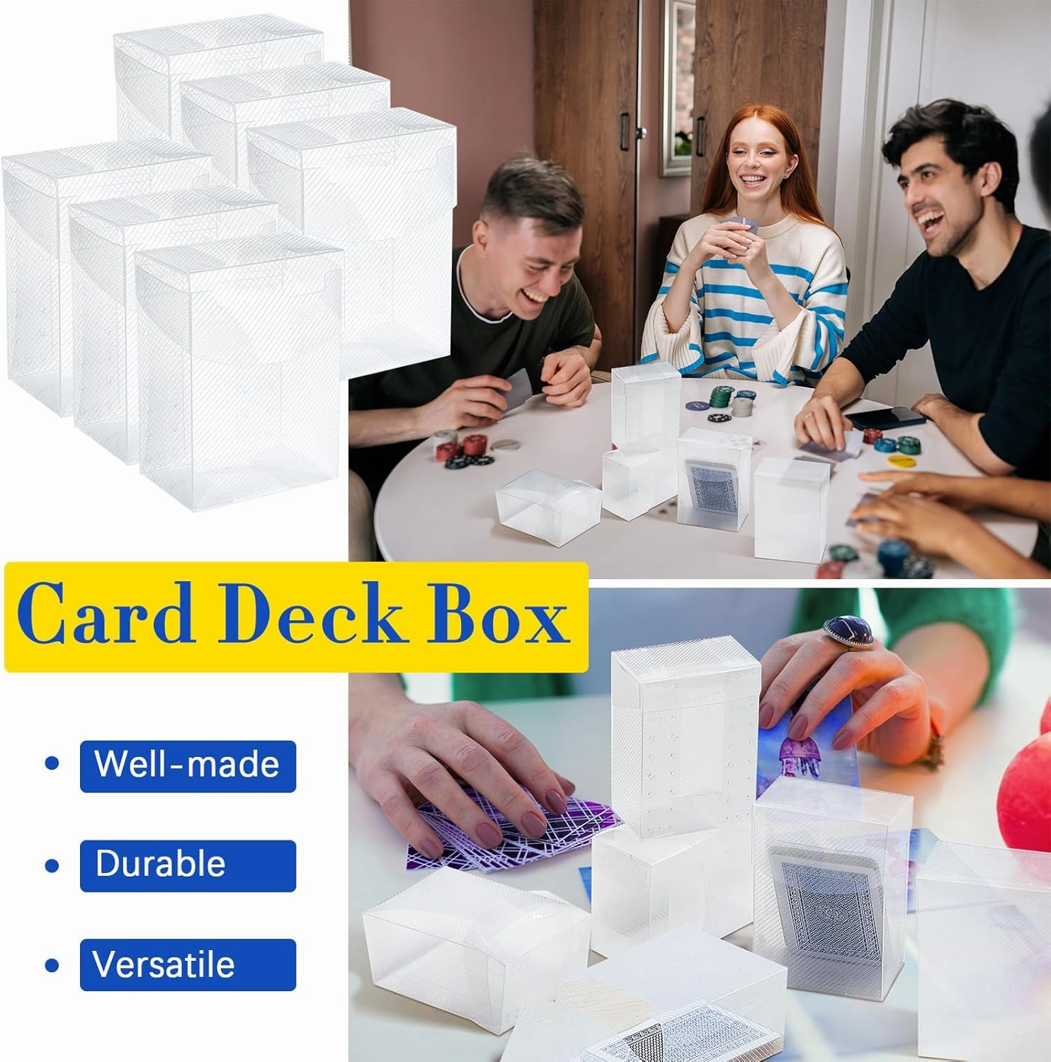 Deekin 18 Packs Deck Cards Box Trading Card Storage Box Case Carrying Case for Family Party Games Supplies(Clear,4 x 2.8 x 2 Inch)