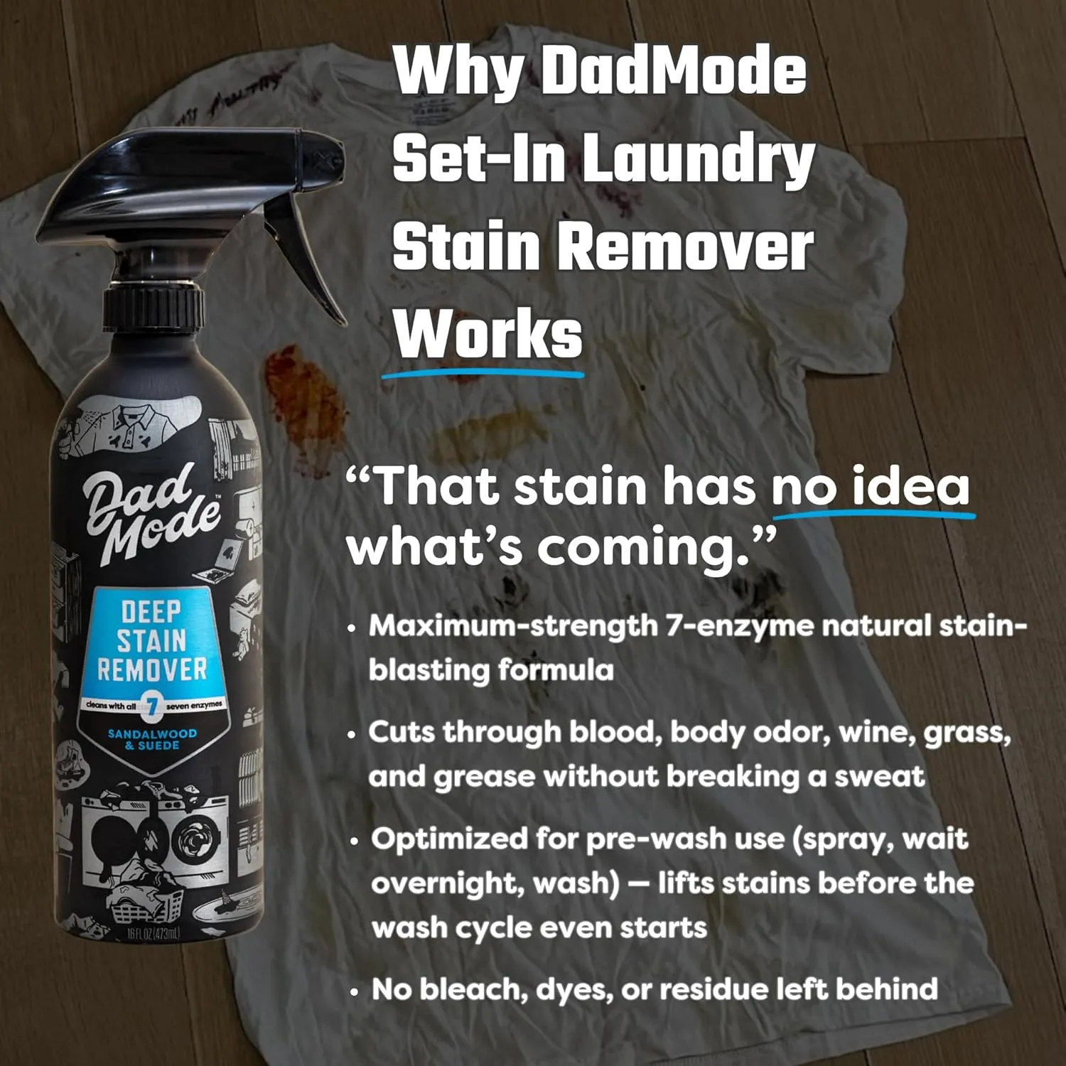 Deep Stain Remover - 16oz Bottle   13.5oz Refill, 7-Enzyme Formula, Sandalwood & Suede Scent, Eco-Friendly, Zero Plastic Waste