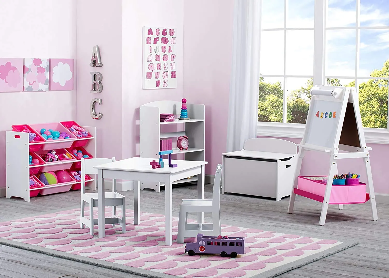 Delta Children MySize Kids Double-Sided Storage Easel -Ideal for Arts & Crafts, Drawing, Homeschooling and More, Bianca White