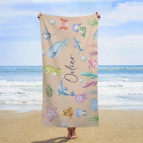 Desert Sand Penguin Beach Towels for Adults Boy Gift Personalized Names Pool Towel Luxury Microfiber Blue Whale Sand Towel for Boys Women Beach Trip Gifts