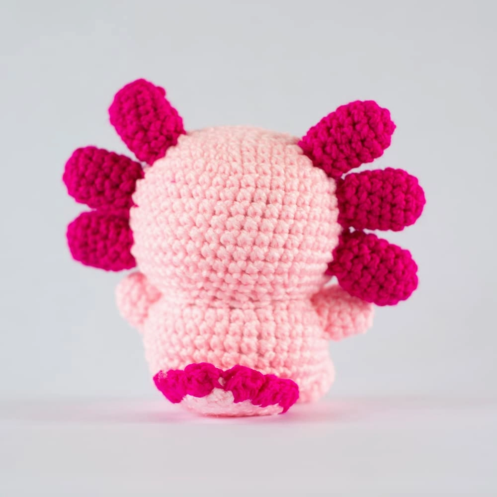 Despojo & Esponjoso 5" New Chibi Axolotl Kawaii Axolotl Soft Handmade Crochet Stuffed Animal toy for girls boy (Pink)
