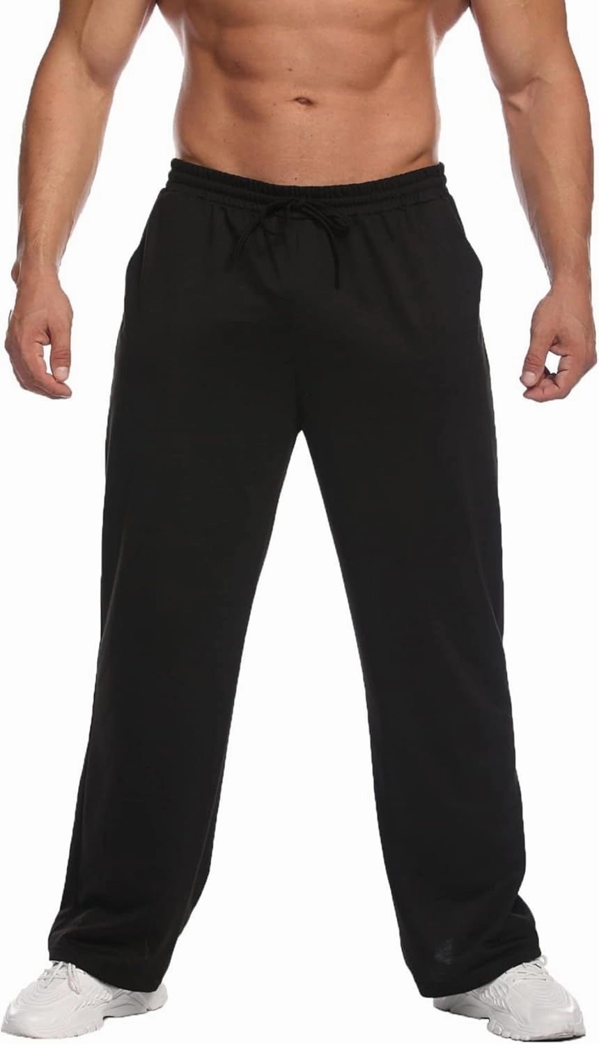 Deyeek Men's Lightweight Sweatpants Open Bottom Sweat Pants for Men Straight Leg Gym Sweatpants Lounge Pants with Pockets