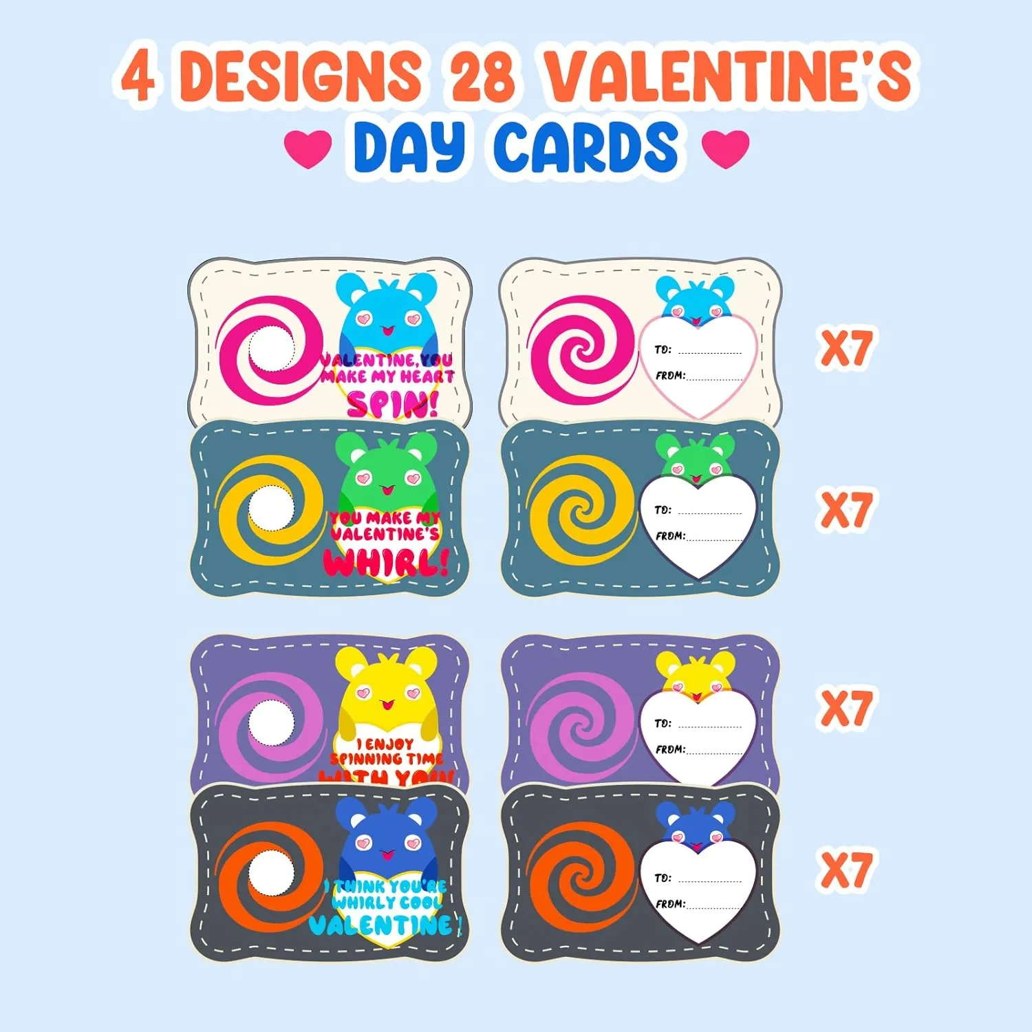 DG-Direct 28 Packs Valentine's Day Cards with fidget spinner Toys, Kids Valentine Party Favor, Valentine's Day School Classroom Prizes, Valentine Exchange Gift