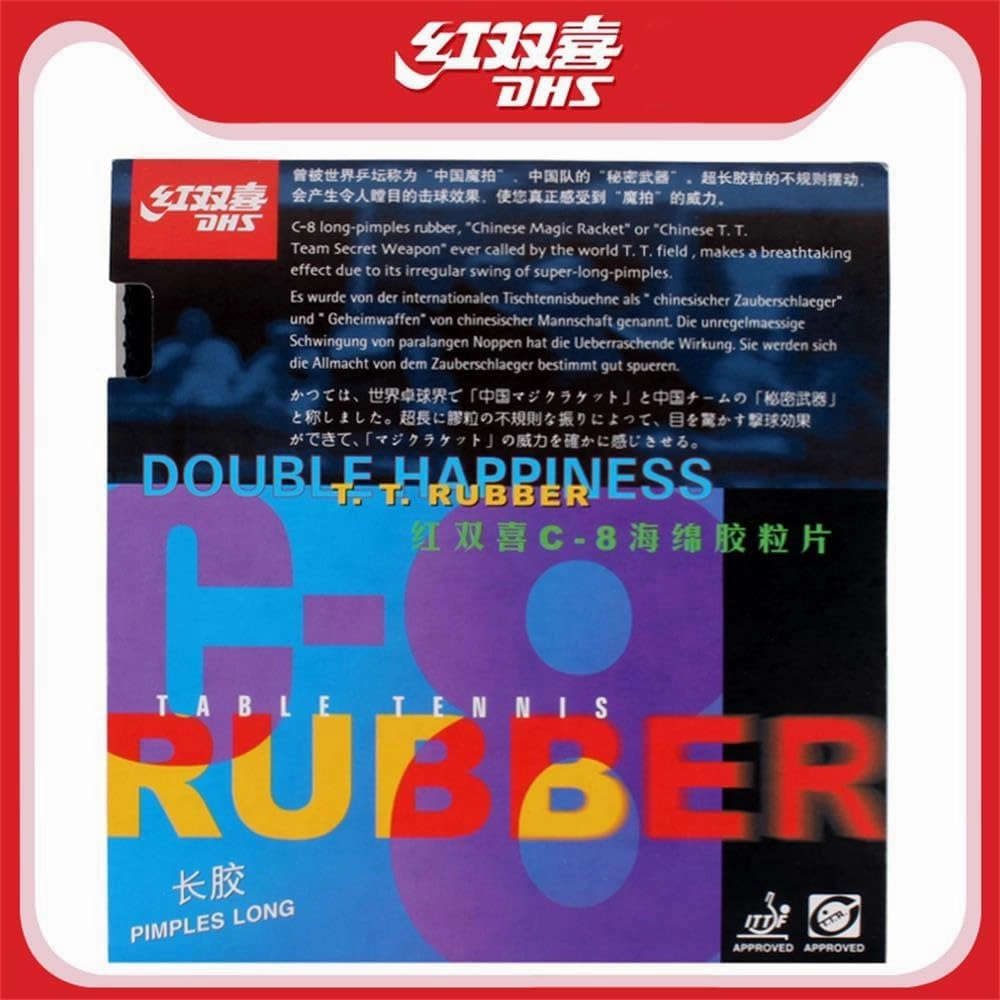 DHS C8(C-8 C8) Pips-Out Table Tennis Rubber, Long Pimples Ping Pong Rubber with 1.0mm Sponge for Defence