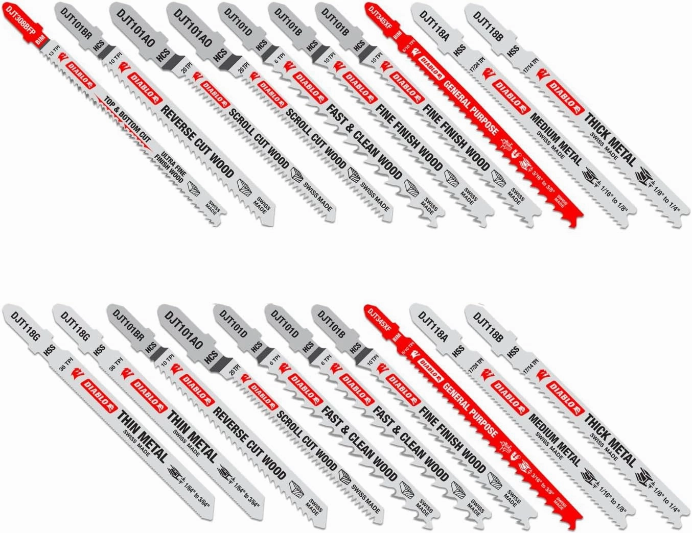 Diablo Jig Saw Blade Set for Wood, Metal and Plastics - DJT20S