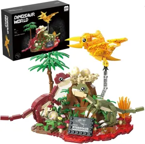 Dinosaur World Building Block Set,Pterosaur Dinosaur Park Sets for Boy 8-12,Pterosaur and Volcano Scene Building Sets,Home or Office Décor Sets for Boys 8-14(536pcs)