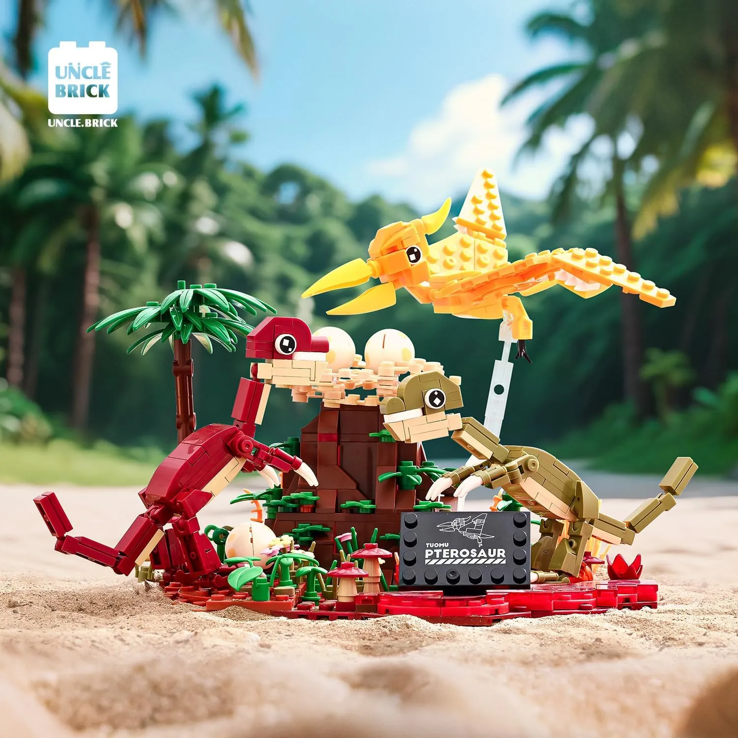 Dinosaur World Building Block Set,Pterosaur Dinosaur Park Sets for Boy 8-12,Pterosaur and Volcano Scene Building Sets,Home or Office Décor Sets for Boys 8-14(536pcs)