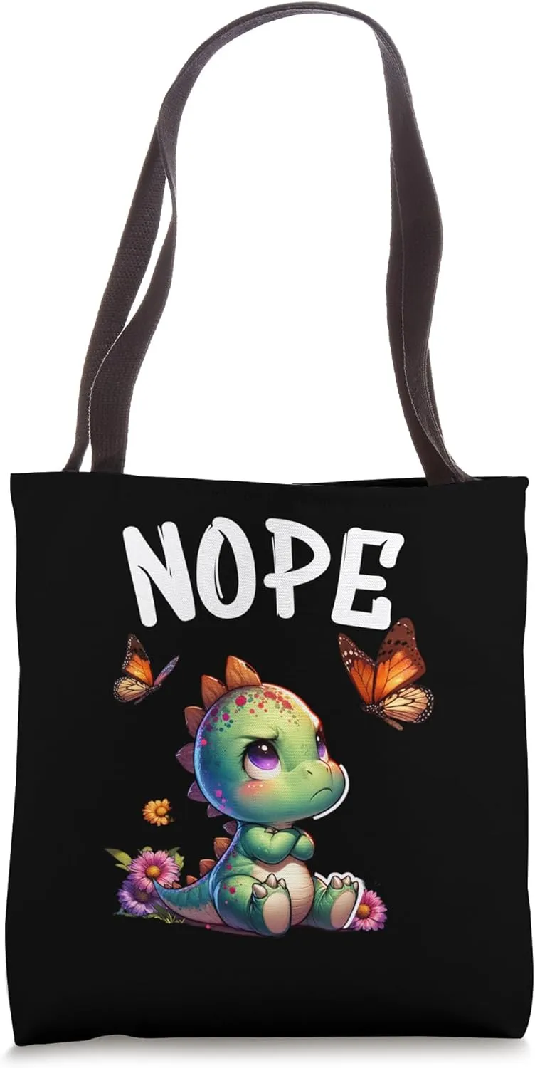 Dinosaurs Funny Saying Nope For Pet and Animal Lovers Tote Bag