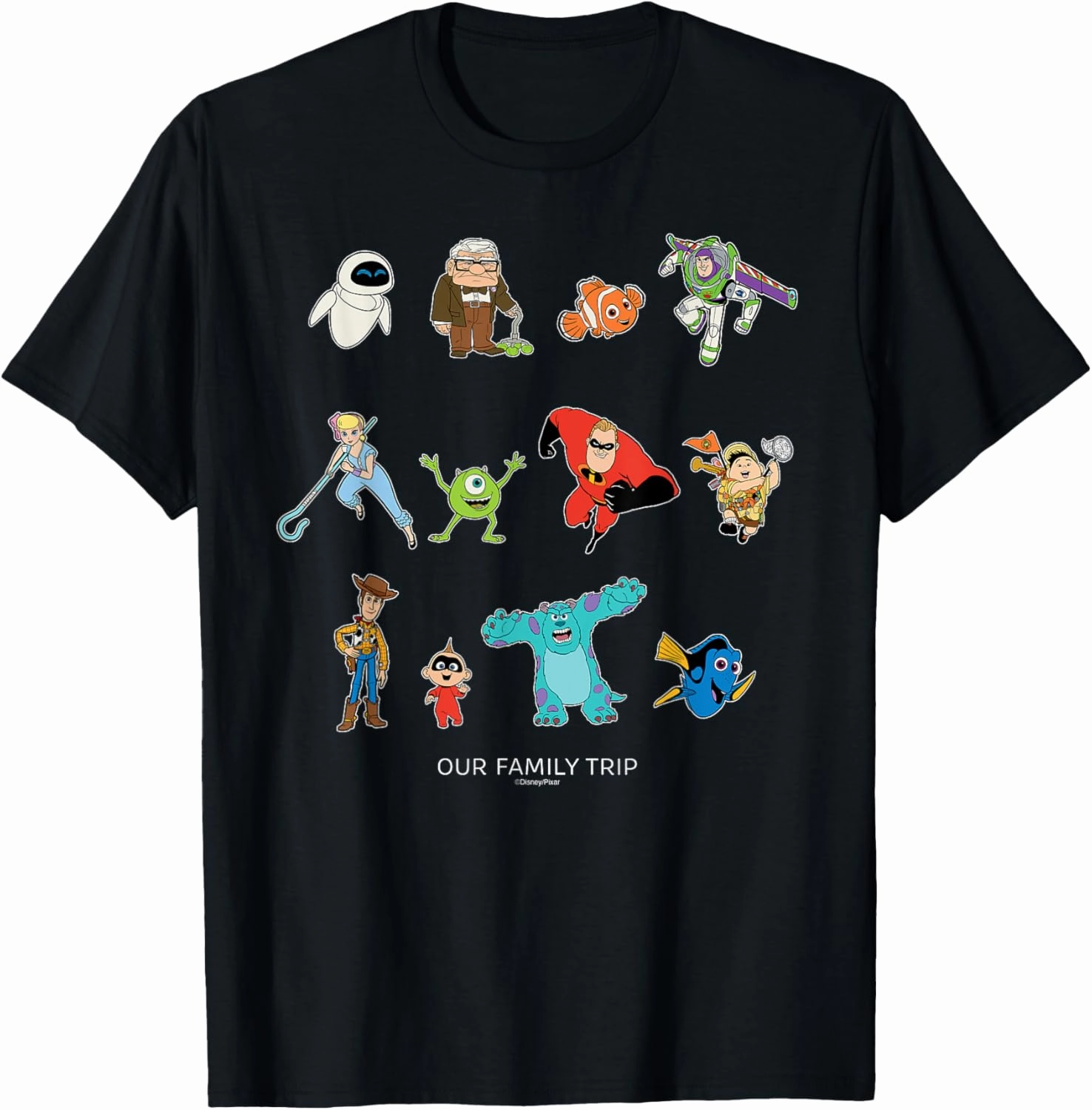Disney and Pixar Characters Vacation Our Family Trip T-Shirt