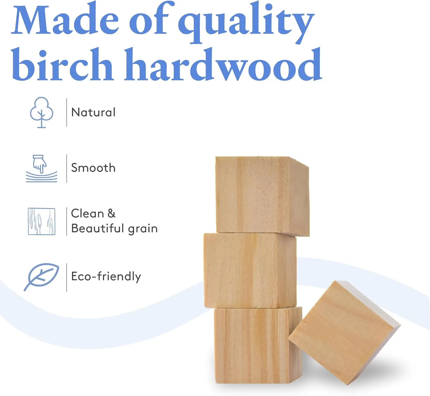 DIY Wooden Cubes 3-inch, Pack of 2 Large Wooden Blocks, Unfinished Wood Blocks for Crafts, STEM, Dice, and Building Blocks for Stacking, by Woodpeckers