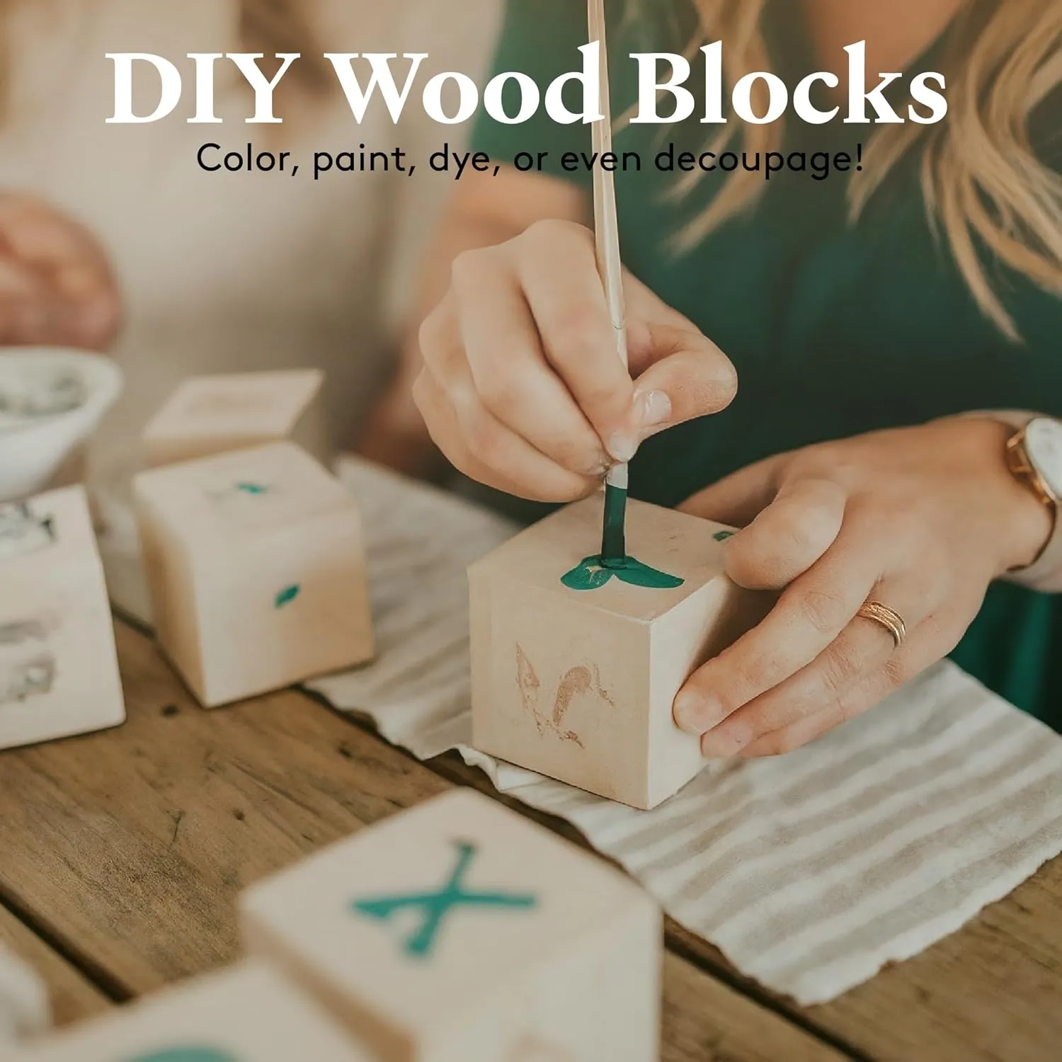 DIY Wooden Cubes 3-inch, Pack of 2 Large Wooden Blocks, Unfinished Wood Blocks for Crafts, STEM, Dice, and Building Blocks for Stacking, by Woodpeckers