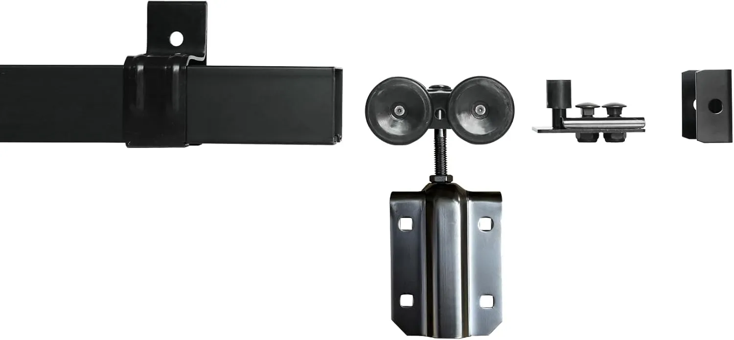 DIYHD 5FT Box Rail Heavy Duty Exterior Sliding Barn Door Hardware, Wall Mount Kit, Powder Coated Black, Fit Max Outdoor Width 30in, MAX Load 300lbs (No Door)