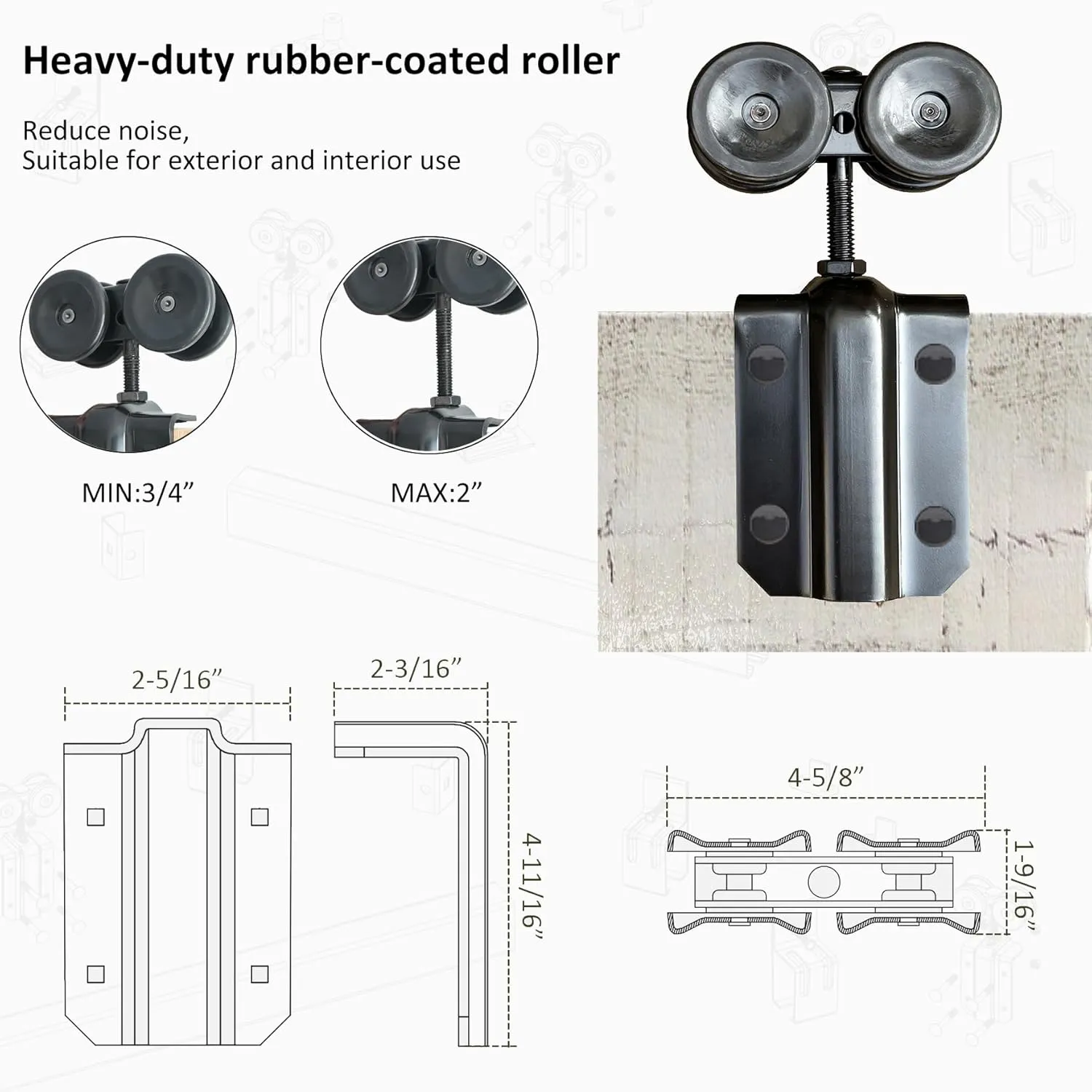 DIYHD 5FT Box Rail Heavy Duty Exterior Sliding Barn Door Hardware, Wall Mount Kit, Powder Coated Black, Fit Max Outdoor Width 30in, MAX Load 300lbs (No Door)
