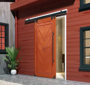 DIYHD 5FT Box Rail Heavy Duty Exterior Sliding Barn Door Hardware, Wall Mount Kit, Powder Coated Black, Fit Max Outdoor Width 30in, MAX Load 300lbs (No Door)