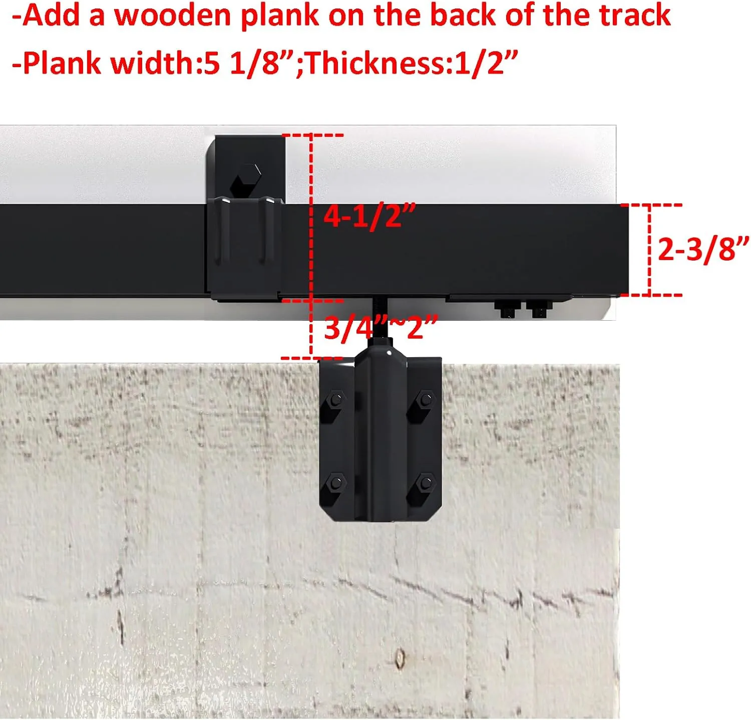 DIYHD 5FT Box Rail Heavy Duty Exterior Sliding Barn Door Hardware, Wall Mount Kit, Powder Coated Black, Fit Max Outdoor Width 30in, MAX Load 300lbs (No Door)