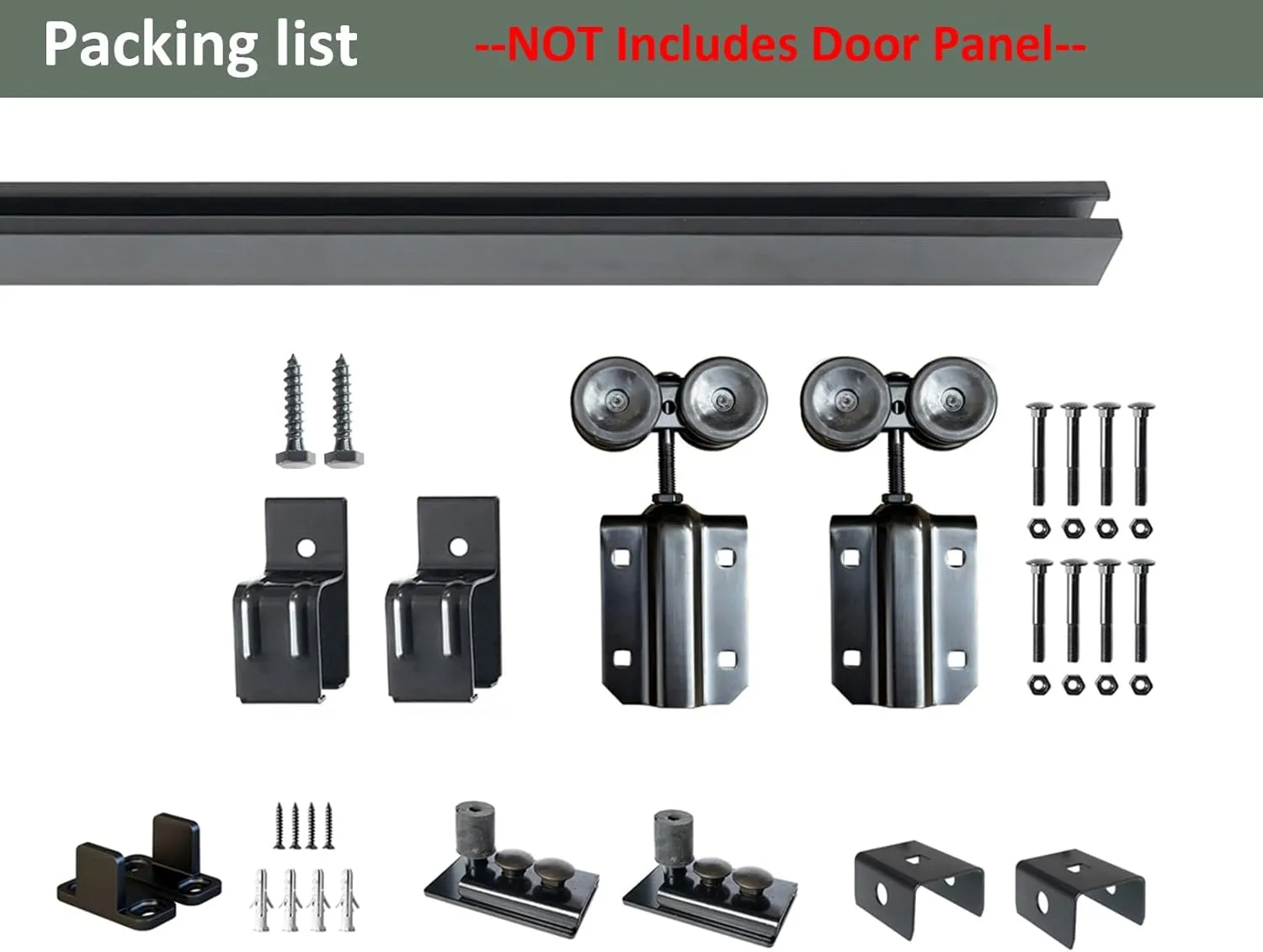 DIYHD 5FT Box Rail Heavy Duty Exterior Sliding Barn Door Hardware, Wall Mount Kit, Powder Coated Black, Fit Max Outdoor Width 30in, MAX Load 300lbs (No Door)