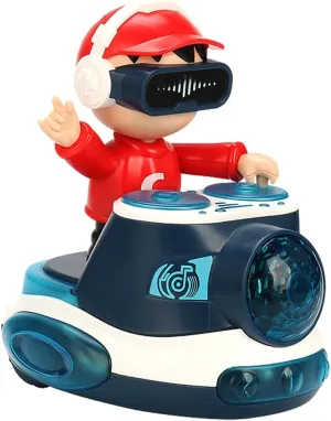 DJ Dancing Toy, DJ Musical Toy for Toddlers Scratch DJing Boy Dancing with Dynamic Music and Colorful Lights (Blue)