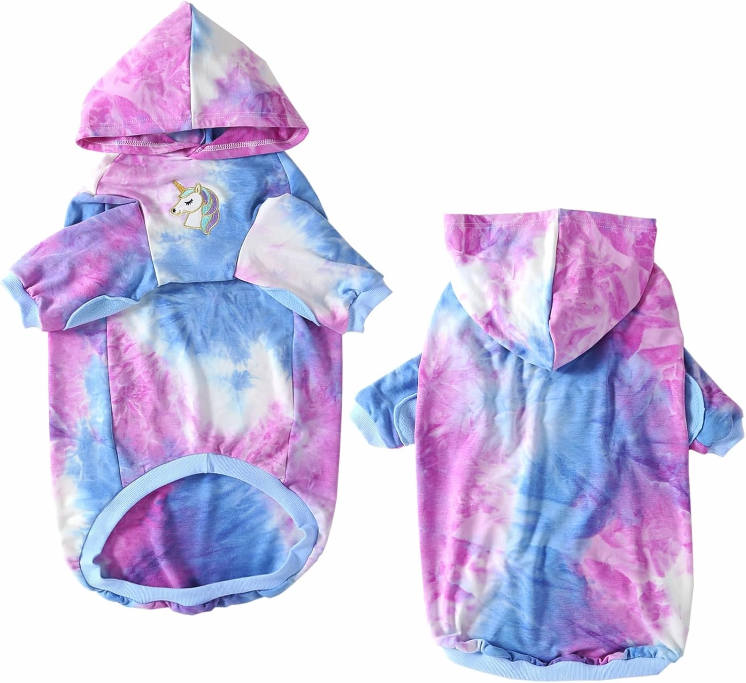 Dog Cotton Tie dye Hoodie Blue Pullover Sweatshirts Soft and Stretch Pets Clothes Hooded for Large Dogs(Blue XL)