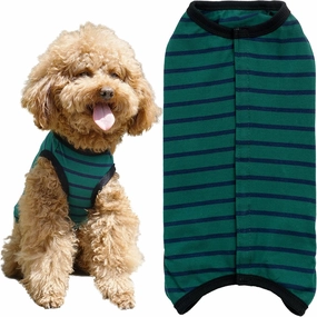 Dog’s Recovery Suit Post Surgery Shirt for Puppy, Wound Protective Clothes for Little Animals(Green Black Stripe-s)