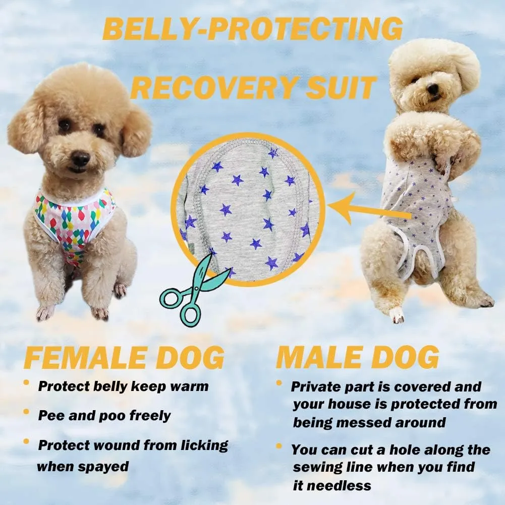 Dog’s Recovery Suit Post Surgery Shirt for Puppy, Wound Protective Clothes for Little Animals(Black White Stripe-XL)