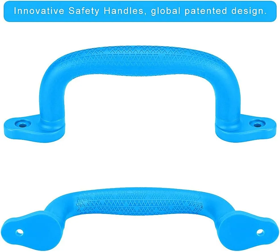 Dolibest Set of 4 Safety Playground Handles,Swing Set Kids Safety Hand Grips for Playset, Climbing Frame, Play House,Climbing Frame, Play House Handles(Blue)