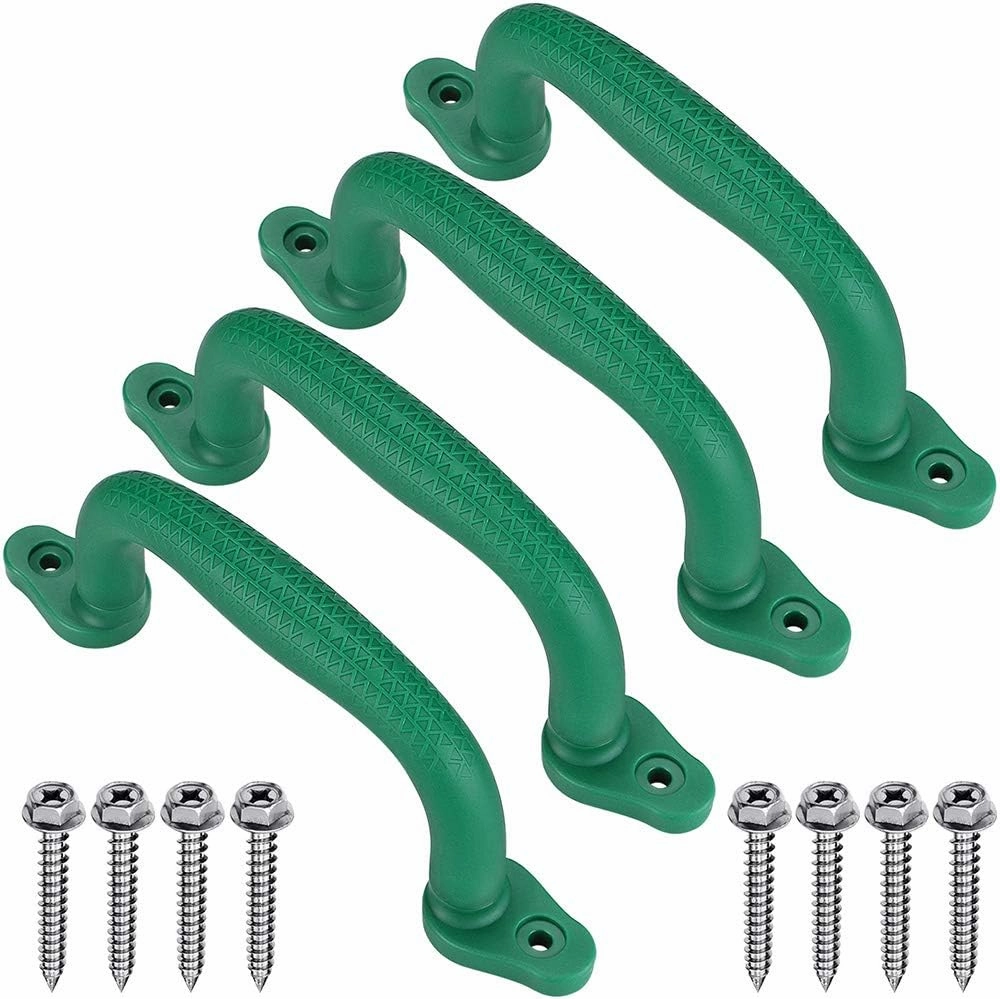 Dolibest Set of 4 Safety Playground Handles,Swing Set Kids Safety Hand Grips for Playset, Climbing Frame, Play House,Climbing Frame, Play House Handles(Green)