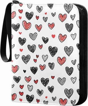 Doodle Colorful Heart Pattern Card Holder, Card Holder Album with 400 Card Slots in 50 Pages for Display, Storage, Portability