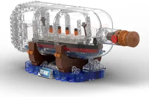 dOvOb Titanic Ship in a Bottle Building Blocks Set, Creative Collectible Display Model Set, Great Idea Gift Toy for Adults and Kids(878 PCS)