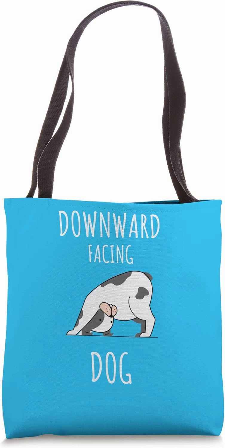 Downward facing Dog Cute Yoga Meditation Pose Pet Lover Tote Bag