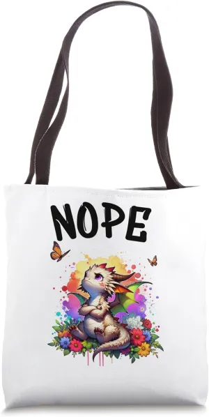 Dragon Funny Saying Nope For Pet and Animal Lovers Tote Bag