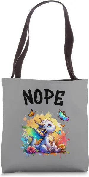 Dragon Funny Saying Nope For Pet and Animal Lovers Tote Bag