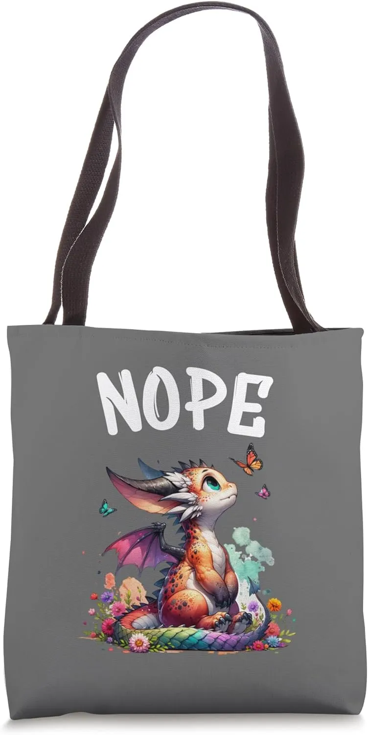 Dragon Funny Saying Nope For Pet and Animal Lovers Tote Bag