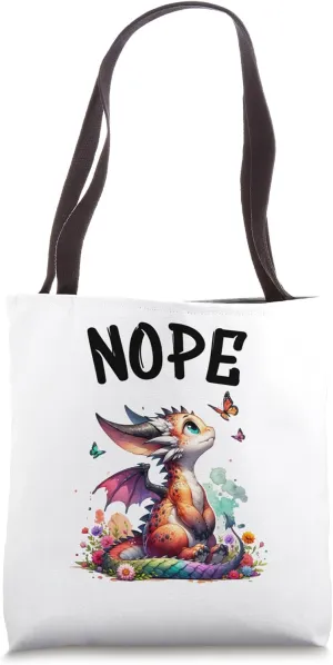 Dragon Funny Saying Nope For Pet and Animal Lovers Tote Bag