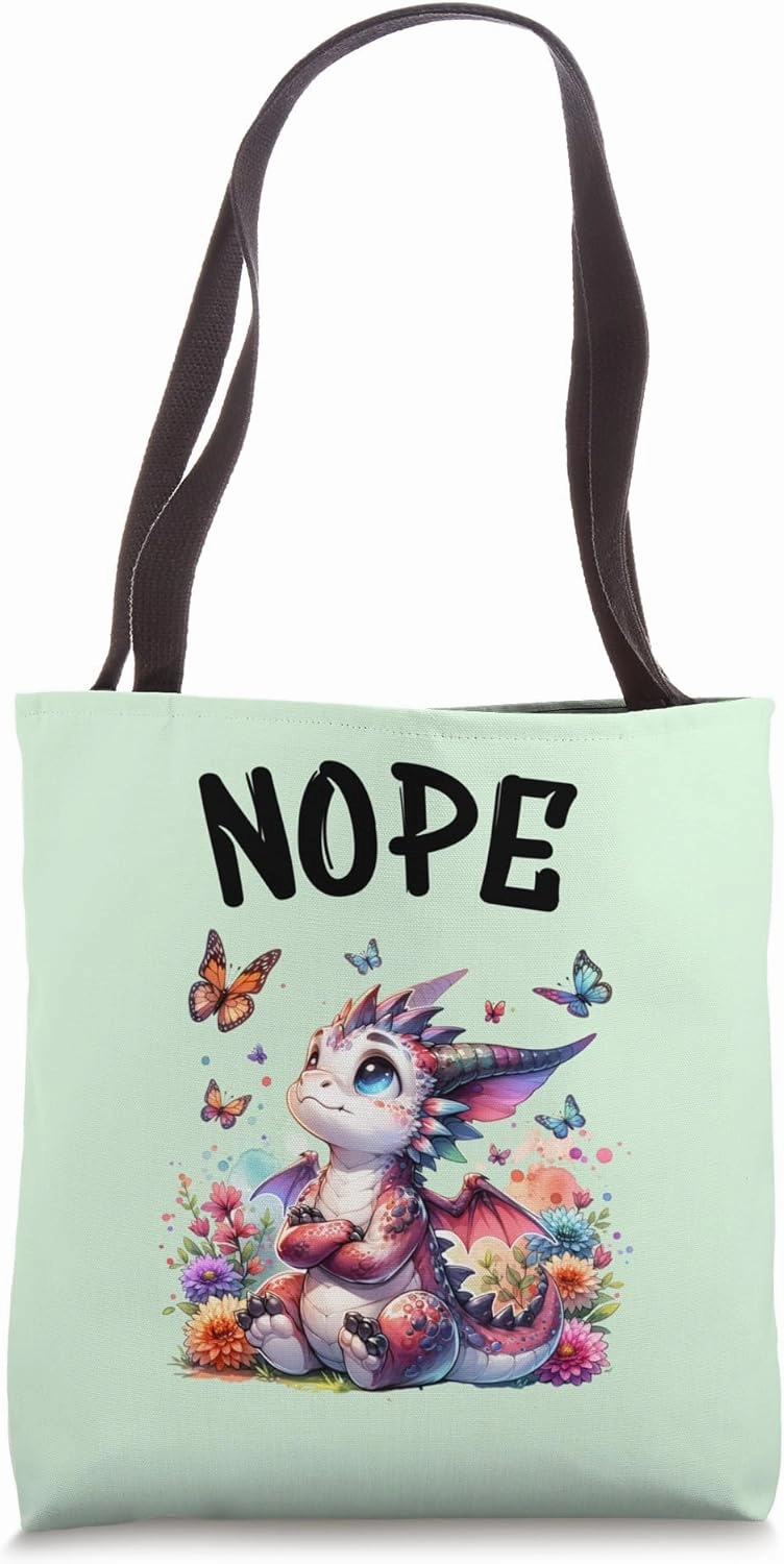 Dragon Funny Saying Nope For Pet and Animal Lovers Tote Bag