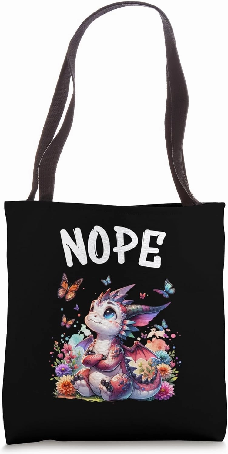 Dragon Funny Saying Nope For Pet and Animal Lovers Tote Bag