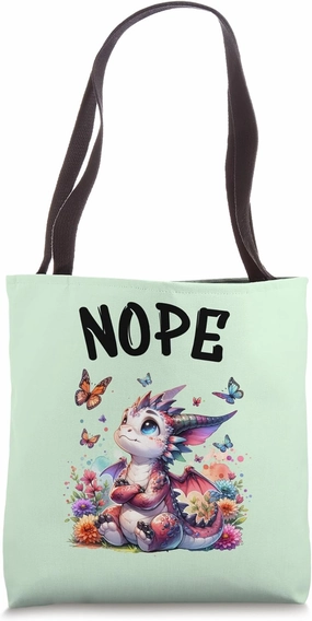 Dragon Funny Saying Nope For Pet and Animal Lovers Tote Bag