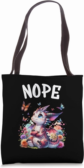 Dragon Funny Saying Nope For Pet and Animal Lovers Tote Bag